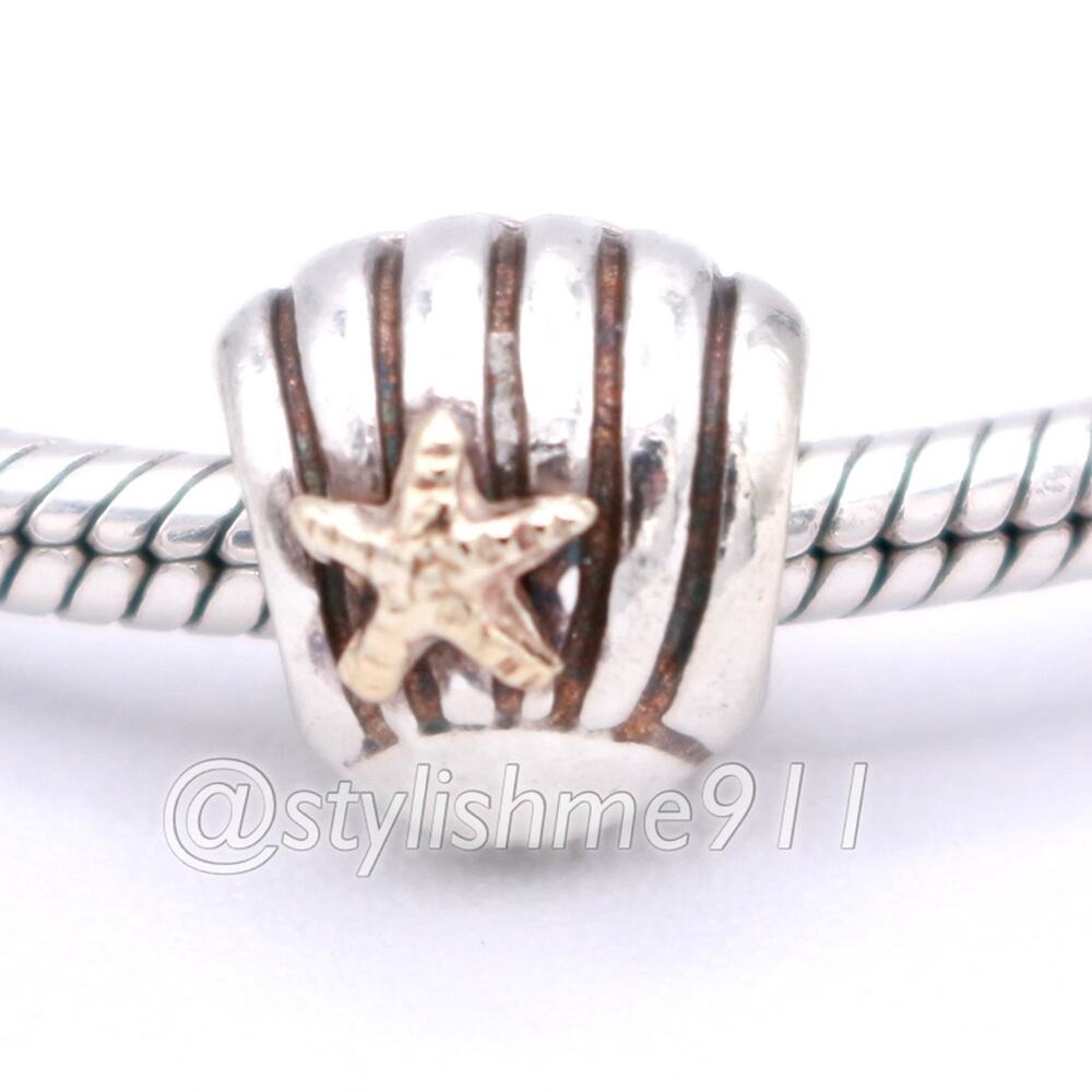 PANDORA Silver Sea Shell Charm with 14K Gold - 790249